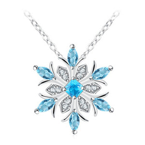 Fashion Snowflake Flowers Crystal Necklace Women Jewelry Set Wedding Snow Flower Pendant Collier Earrings Girl Gifts