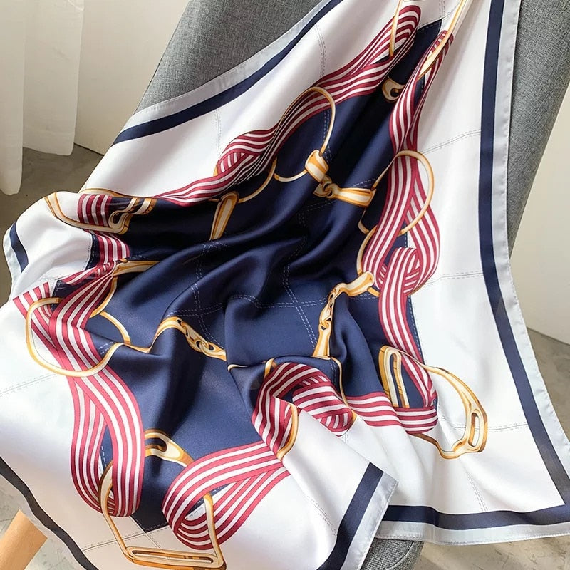 70*70cm Fashion Silk Satin Hair Scarf Women Handkerchief Printed Female Square Head Bandana Small Neck muffler hijab lady gir