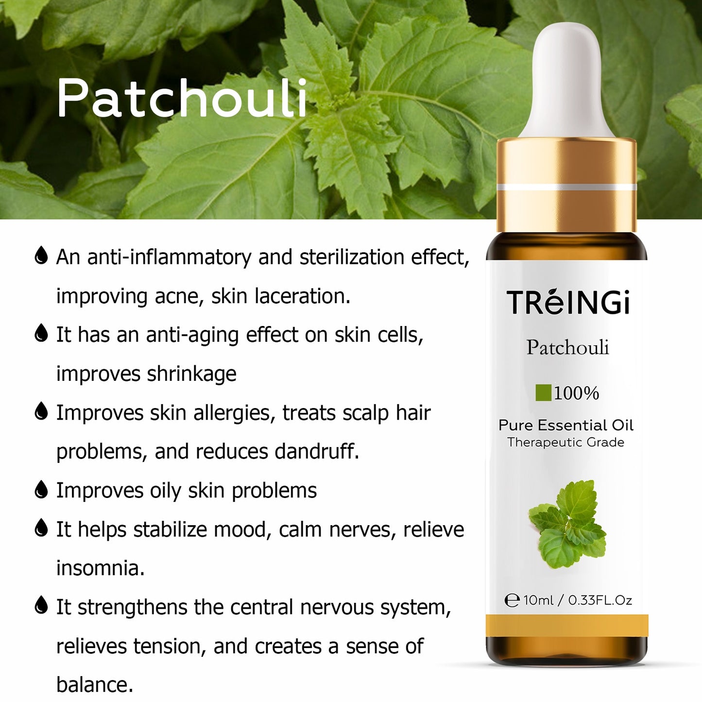 10ml Pure Natural Essential Oils -Jasmine Lavender Rose Vanilla Mint Sage Cinnamon Bergamot Tea Tree Oil with Dropper