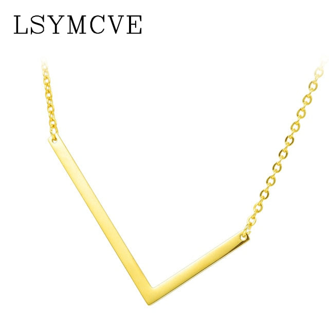 Women girl jewelry elegant chain alphabet letter pendant necklace 3 colors stainless steel choker initial necklace