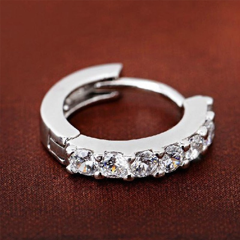 Fashion Charming Hoop Earrings Lady Super flash Single Row Rhinestones Earrings Ladies Accessories Jewelry 1 Pair