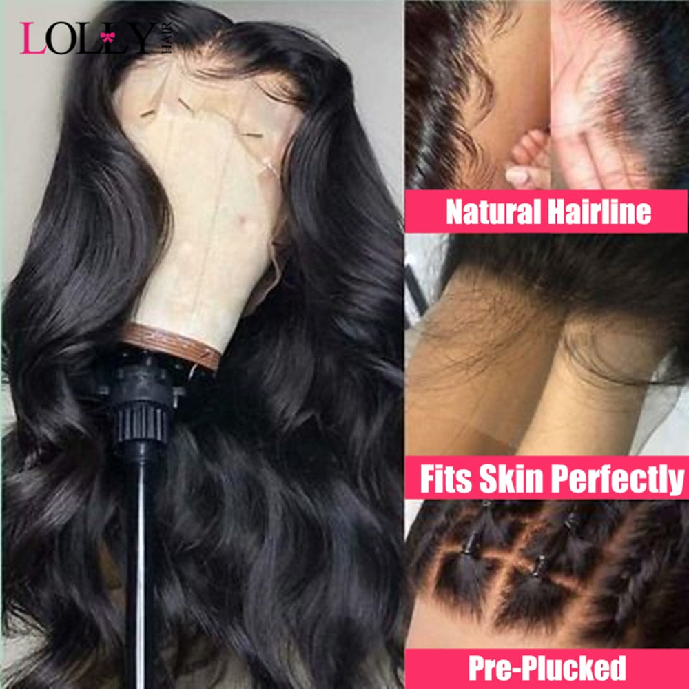Long Brazilian Body Wave Lace Front Wig 28 30 32 34 36 38 40 Inches Lace Front Human Hair Wigs Pre Plucked Lolly Remy Lace Wig