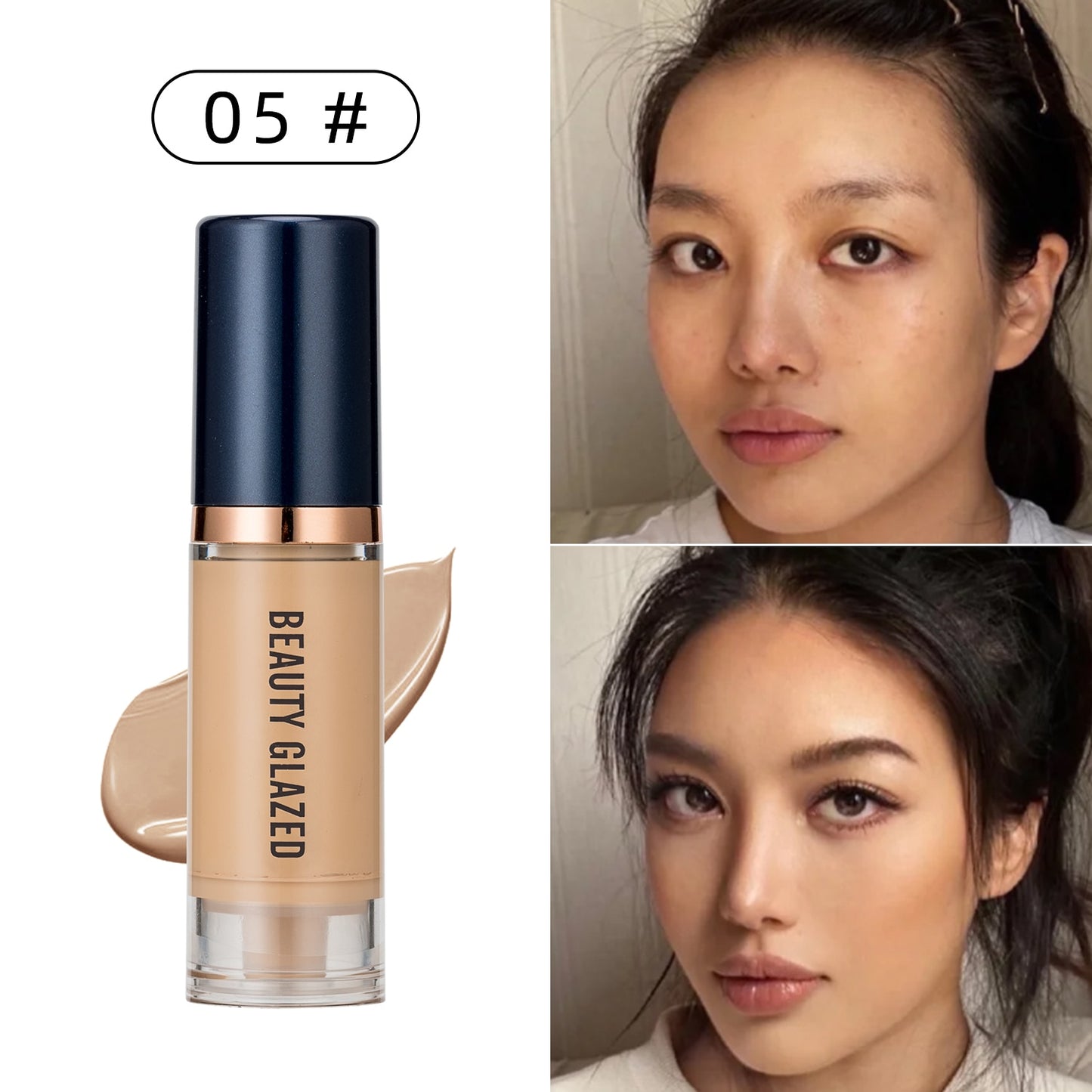 Beauty Glazed Makeup Foundation 6 colors Base Face Liquid Foundation Cream Full Coverage Concealer Oil-control Soft Easy to Wear