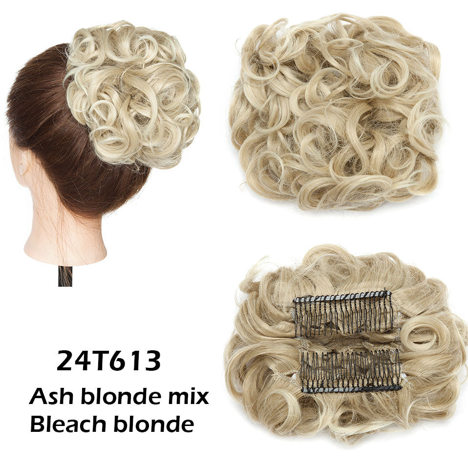 LARGE Comb Clip In Curly Hair Extension Synthetic Hair Pieces Chignon Women Updo Cover Hairpiece Extension Hair Bun