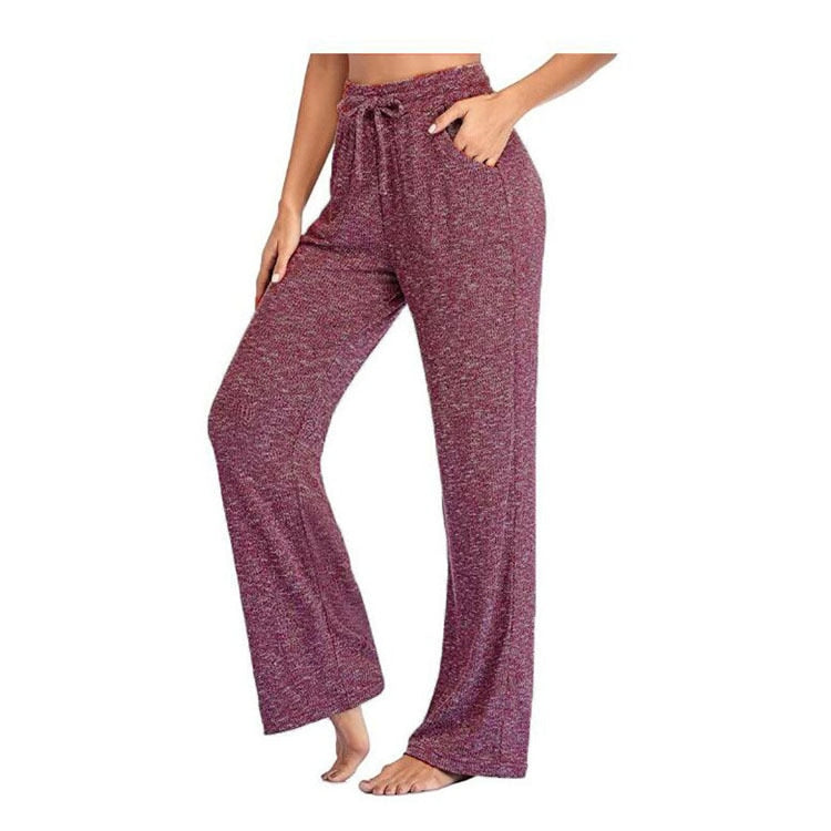 New Fashion Empire Bandage Women's Long Pants 2021 Casual Loose Solid Pocket Ladies Straight-leg Pants Plus Size