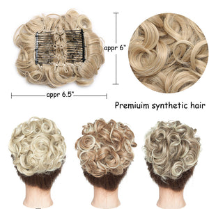 LARGE Comb Clip In Curly Hair Extension Synthetic Hair Pieces Chignon Women Updo Cover Hairpiece Extension Hair Bun