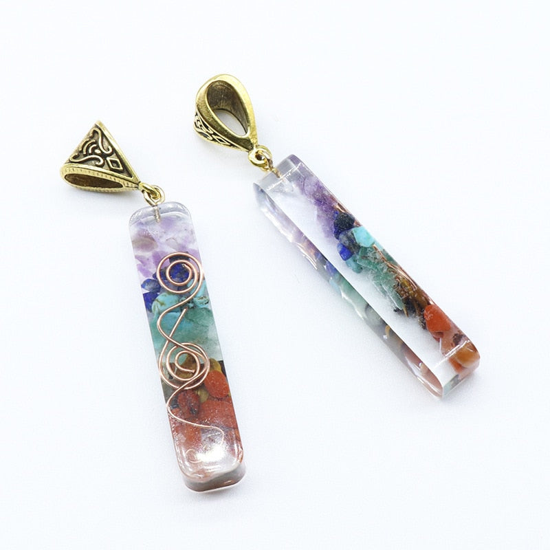 🙏✨CLAIM YOUR FREE Chakra Retro Reiki Healing Mantra and  Colorful Chips Stone Natural Chakra Orgone Energy Pendant Necklace Pendulum Amulet Orgonite Crystal Necklace