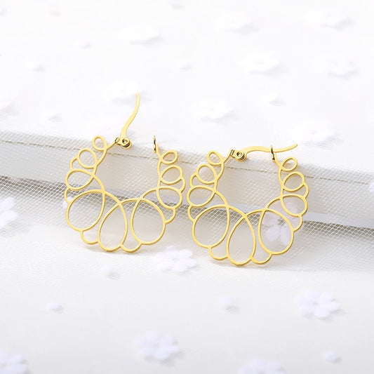 Round Irregular Flower Hoop Earrings Boucle D'oreille Femme 2019 Earrings Fashion Jewelry Stainless Steel Boho Accessories Mujer
