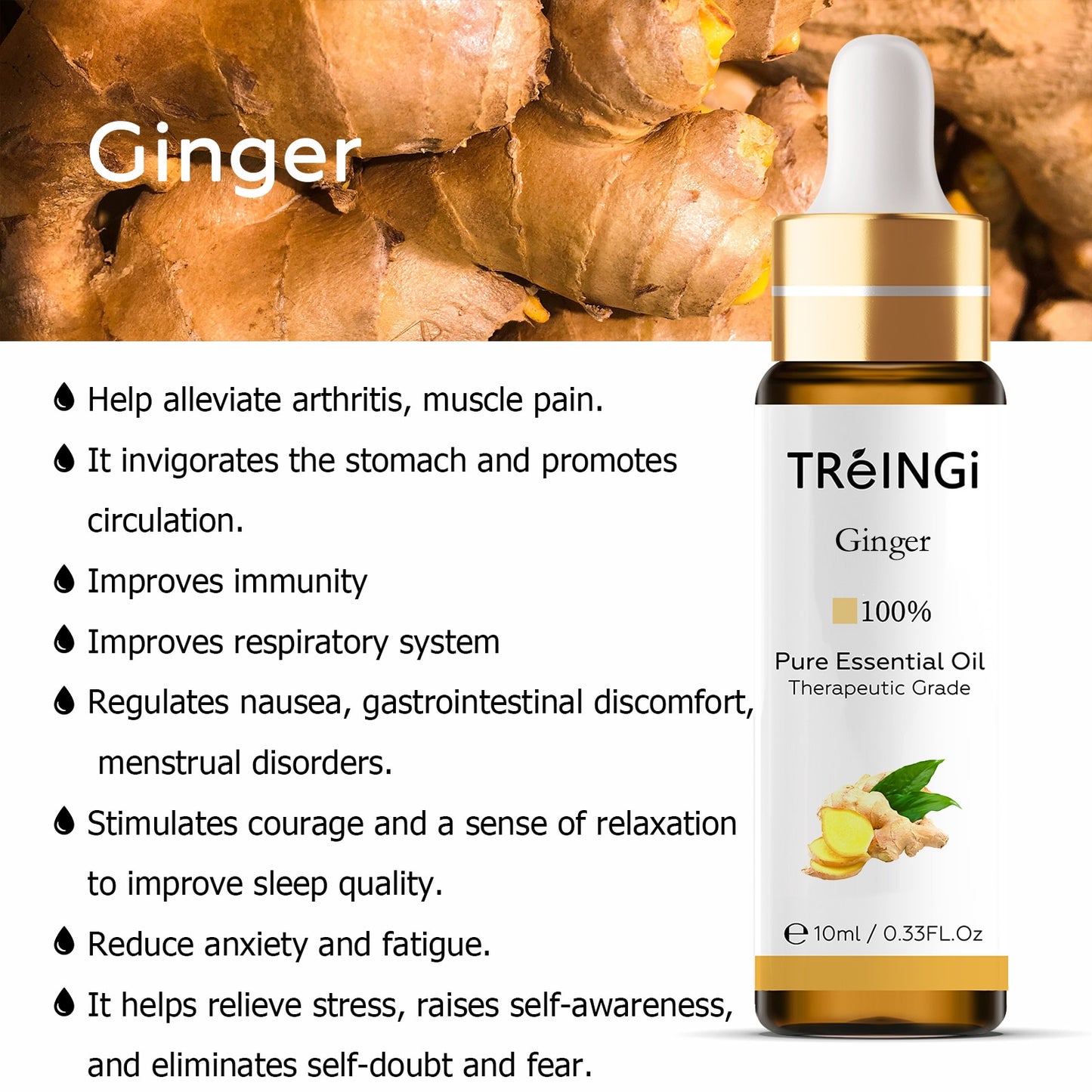 10ml Pure Natural Essential Oils -Jasmine Lavender Rose Vanilla Mint Sage Cinnamon Bergamot Tea Tree Oil with Dropper