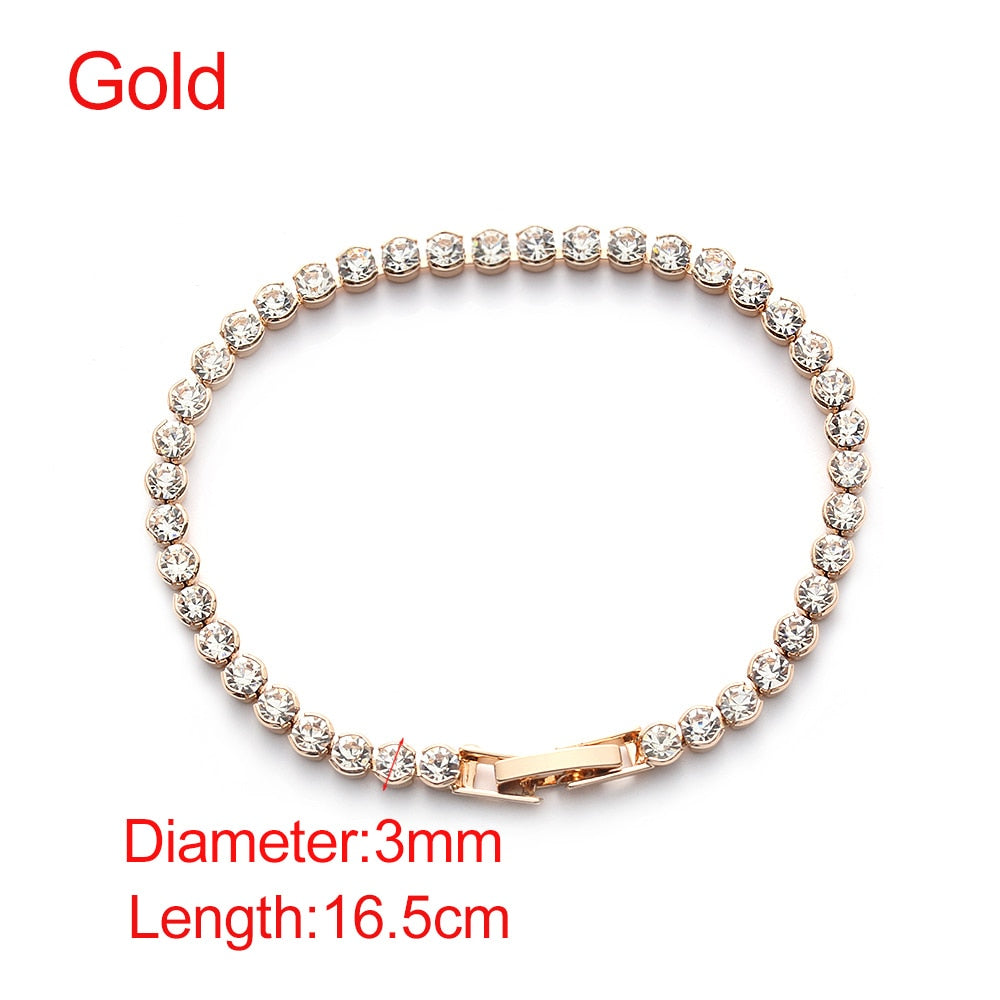 1 Pcs Crystal Rhinestone Jewelry Gold/Silver Color Bracelet Chain Women Pageant Bridesmaid Wedding Party Hot Sale Gift Crystal Bracelet