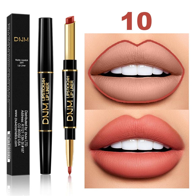 1pcs Double Ended Matte Lipstick Wateproof Long Lasting Lipsticks Brand Lip Makeup Cosmetics Dark Red Lips Liner Pencil TSLM1
