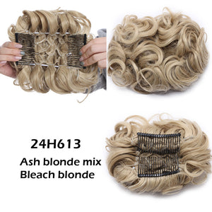 LARGE Comb Clip In Curly Hair Extension Synthetic Hair Pieces Chignon Women Updo Cover Hairpiece Extension Hair Bun