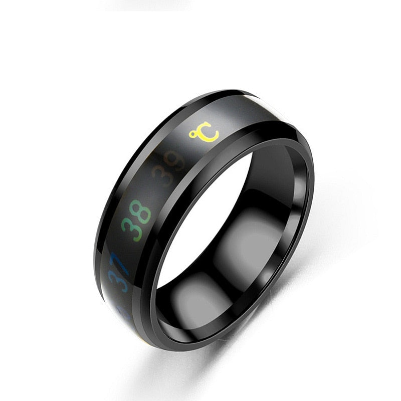 Smart Sensor Body Temperature Ring Stainless Steel Fashion Display Real-time Temperature Test Finger Rings