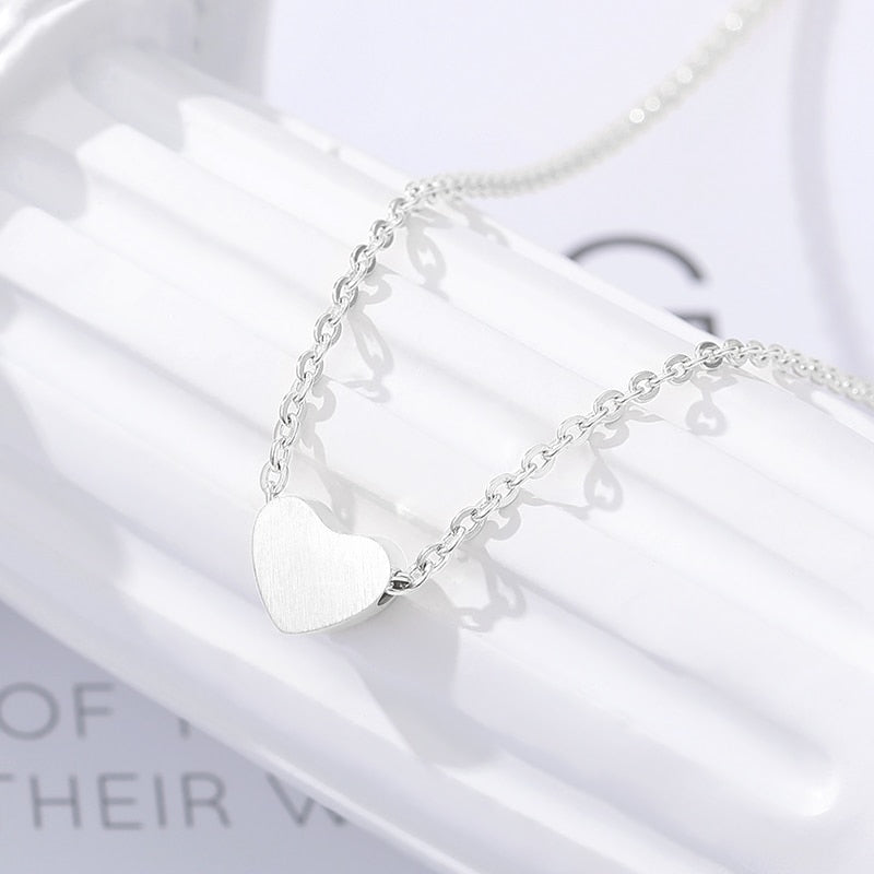Choker Necklace Stainless Steel Rose Gold Color Dainty Heart Pendant Necklaces For Women Wedding Jewelry Kolye Bridesmaid Gifts