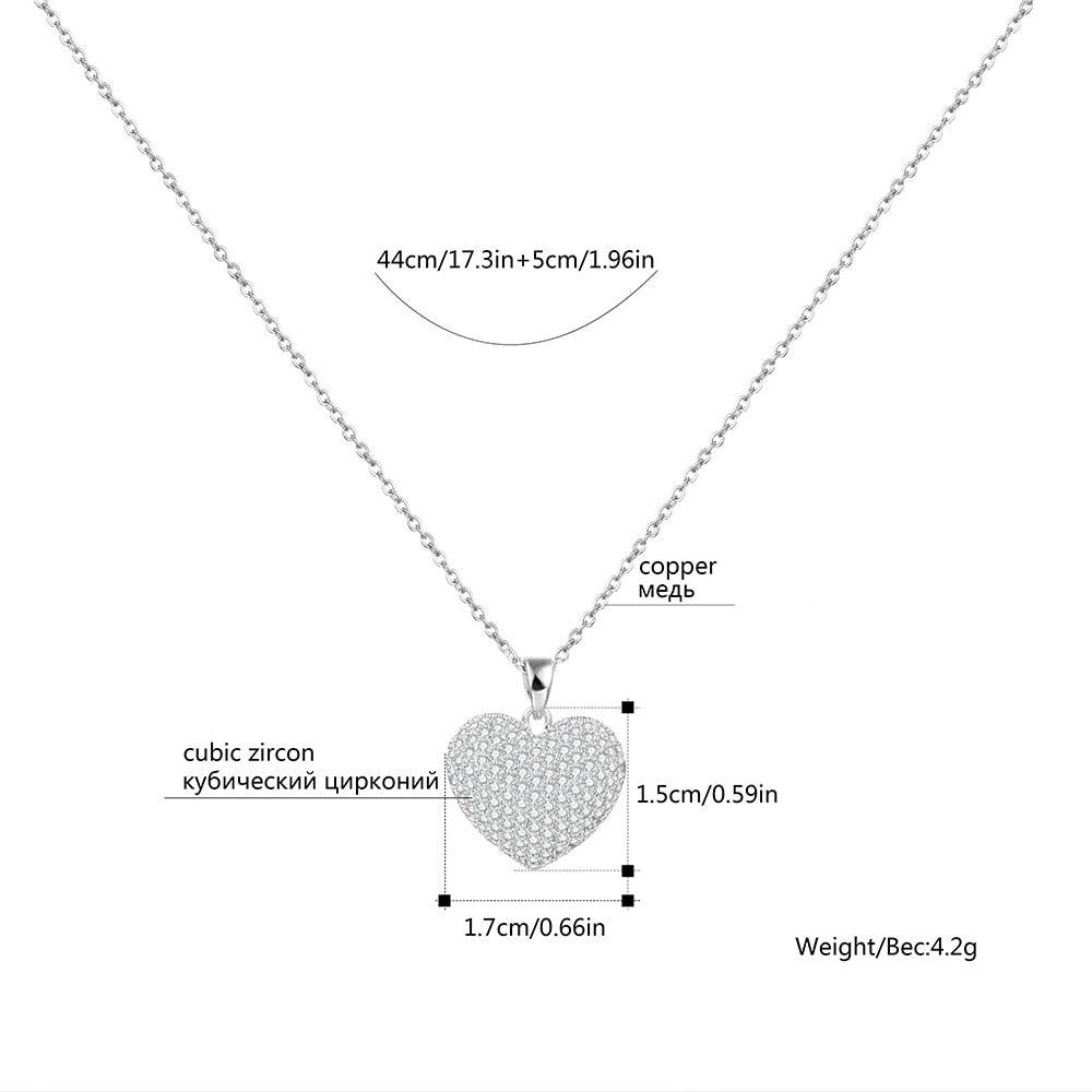 Cubic Zircon Heart Pendant Necklace For Women Cute Fashion Small Crystal Heart Choker Wedding Jewelry Best Friend New Year Gifts