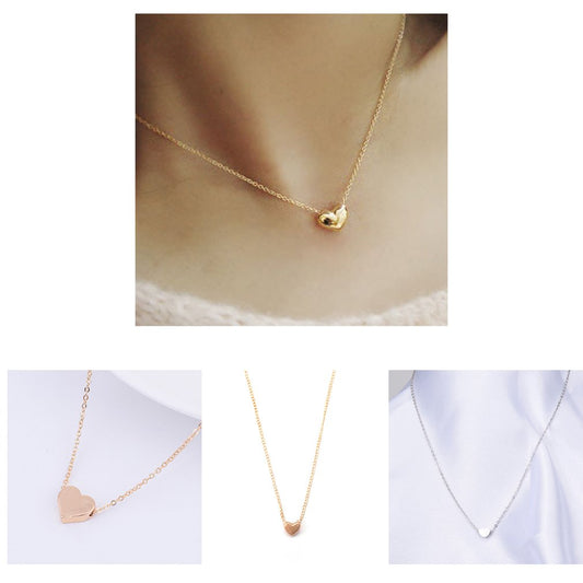 Gold Chain Choker Necklace Heart Shape Pendent Long Chain Delicate Fashion Choker Gold Rosegold Color Jewelry Gift for Women