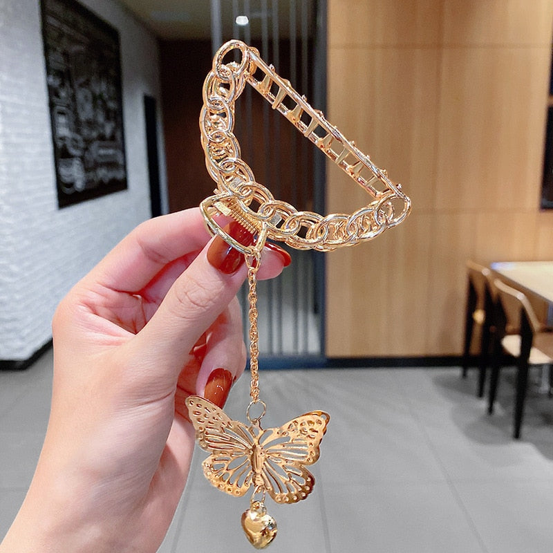 New Women Elegant Gold Silver Hollow Geometric Metal Hair Claw Vintage Hair Clips Headband Hairpin Fashion Hair Accessories
