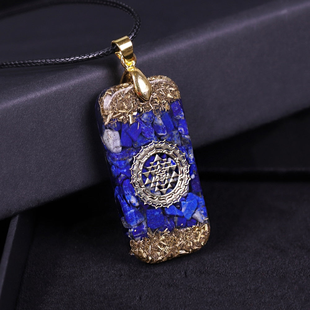 Orgonite Energy Pendant Natural Lapis Lazuli Reiki Energy Necklace Mysterious Resin Chakra Stone Growth Business Amulet