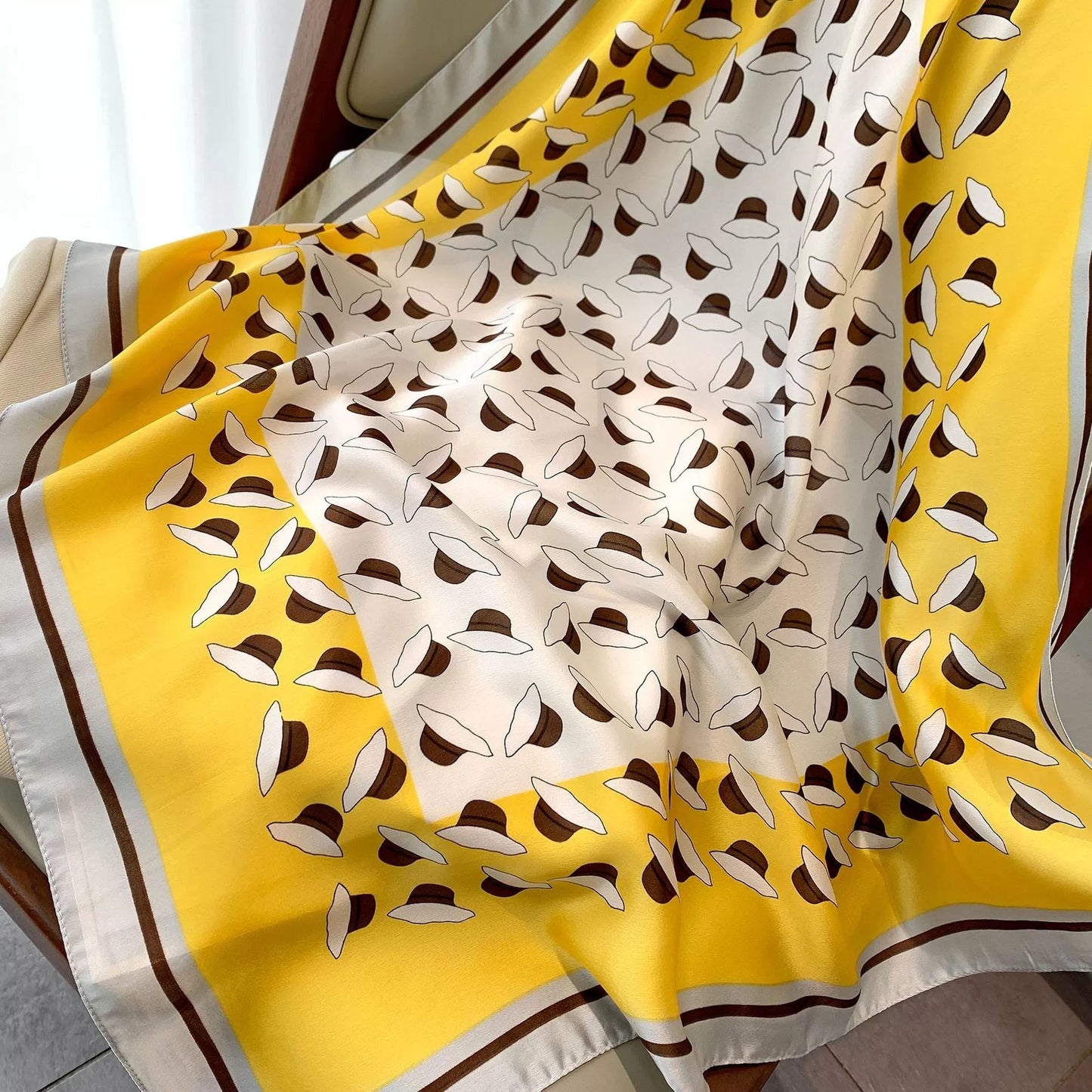 70*70cm Fashion Silk Satin Hair Scarf Women Handkerchief Printed Female Square Head Bandana Small Neck muffler hijab lady gir