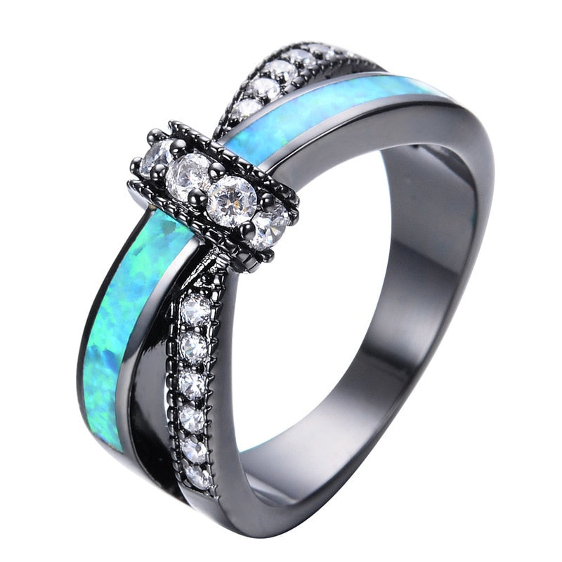 Colorful Opal Natural Stone Ring Bagues Femme Black Gold Color Wedding Rings for Women Jewelry Anillos Mujer Gift