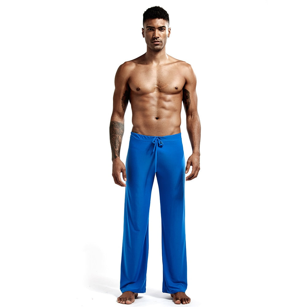 Zen or Yoga Pants For Men, Yoga For Man, Low Waist Pants Drawstring Fastening Trousers, Slippery Texture Loungewear, Meditation For Men