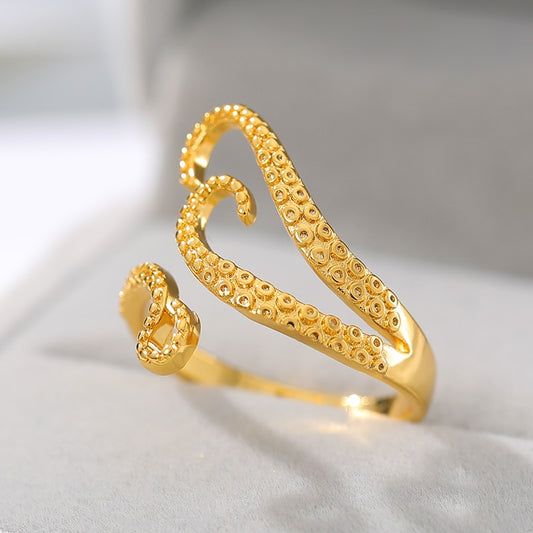 Adjustable Gothic Rings For Women Men Gold Silver Color Sea Squid Octopus Ring Fashion Jewelry Vintage Rock Opened Size Anillos