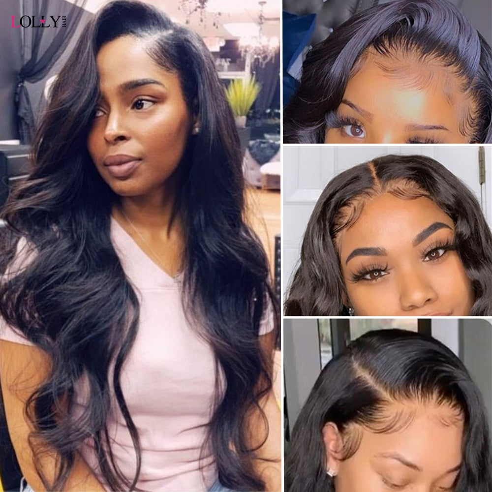 Long Brazilian Body Wave Lace Front Wig 28 30 32 34 36 38 40 Inches Lace Front Human Hair Wigs Pre Plucked Lolly Remy Lace Wig