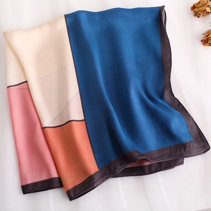 70*70cm Fashion Silk Satin Hair Scarf Women Handkerchief Printed Female Square Head Bandana Small Neck muffler hijab lady gir