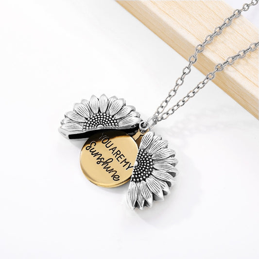 You Are My Sunshine Necklaces For Women Lover Rose Gold Silver Color Long Chain Female Sunflower Pendant Necklace 🌻 buying this product supports UKraine