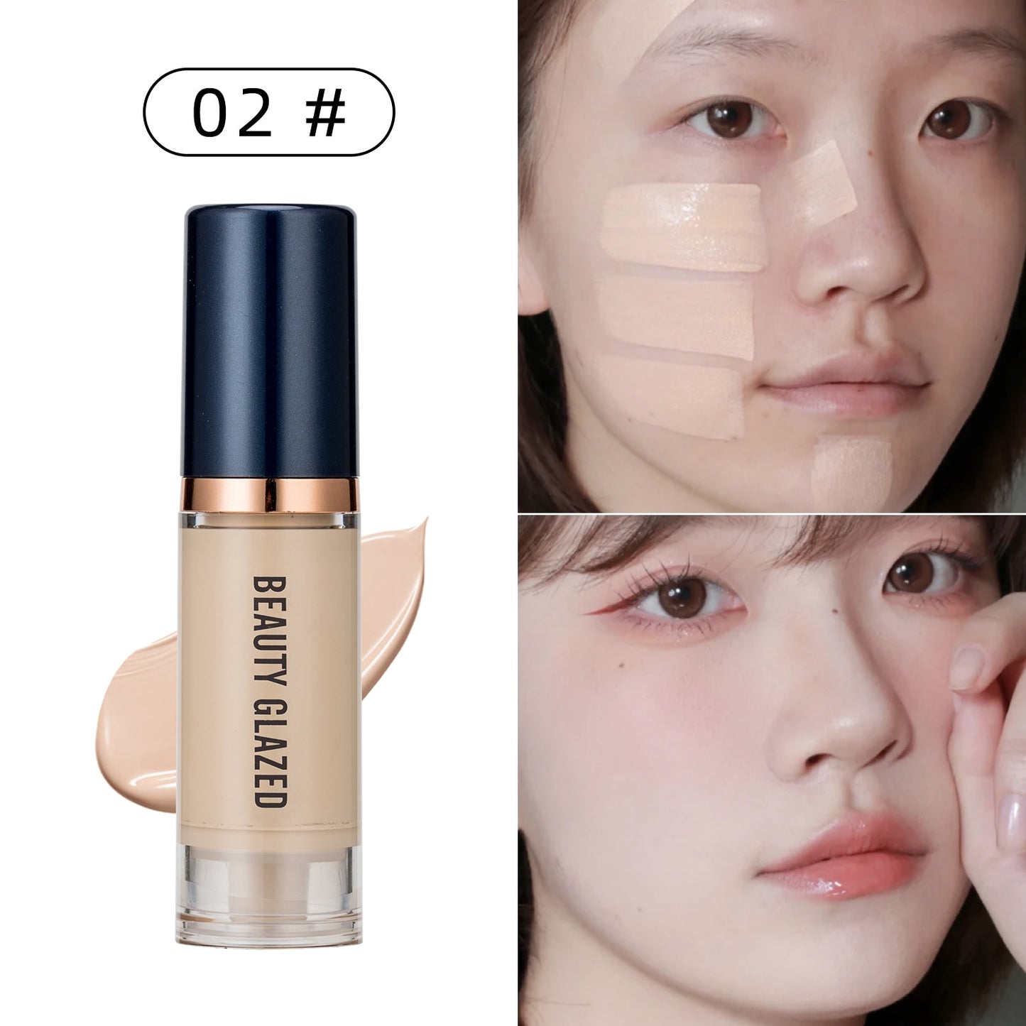 Beauty Glazed Makeup Foundation 6 colors Base Face Liquid Foundation Cream Full Coverage Concealer Oil-control Soft Easy to Wear