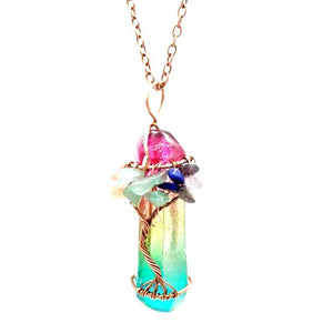 Fashion Hexagonal Column Quartz Necklaces Pendants Vintage Natural Stone Bullet White Crystal Energy Necklace