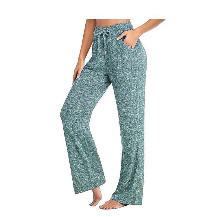 New Fashion Empire Bandage Women's Long Pants 2021 Casual Loose Solid Pocket Ladies Straight-leg Pants Plus Size