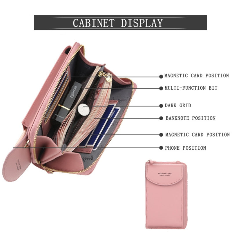 Wallet women Diagonal PU multifunctional mobile phone clutch bag Ladies purse large capacity travel card holder passport cover