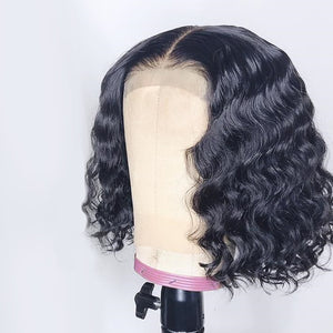 Short Bob Wig Lace Front Human Hair Wigs 13x4 Brazilian Wavy Glueless Bob Frontal Wigs For Women Perruque Cheveux Humain