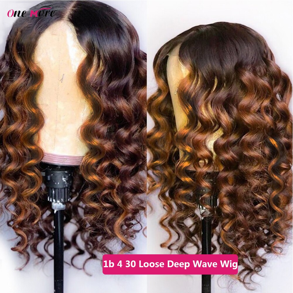 Highlight Loose Deep Wave Wig Colored Human Hair Wigs Honey Blonde Deep Curly Lace Front Human Hair Wigs Brazilian Closure Wigs
