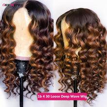 Load image into Gallery viewer, Highlight Loose Deep Wave Wig Colored Human Hair Wigs Honey Blonde Deep Curly Lace Front Human Hair Wigs Brazilian Closure Wigs

