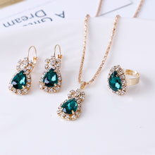 Load image into Gallery viewer, Luxury Water Drop Rhinestone Necklace Earrings Ring Set Shiny Fashion Elegant Women Bridal Jewelry Sets
