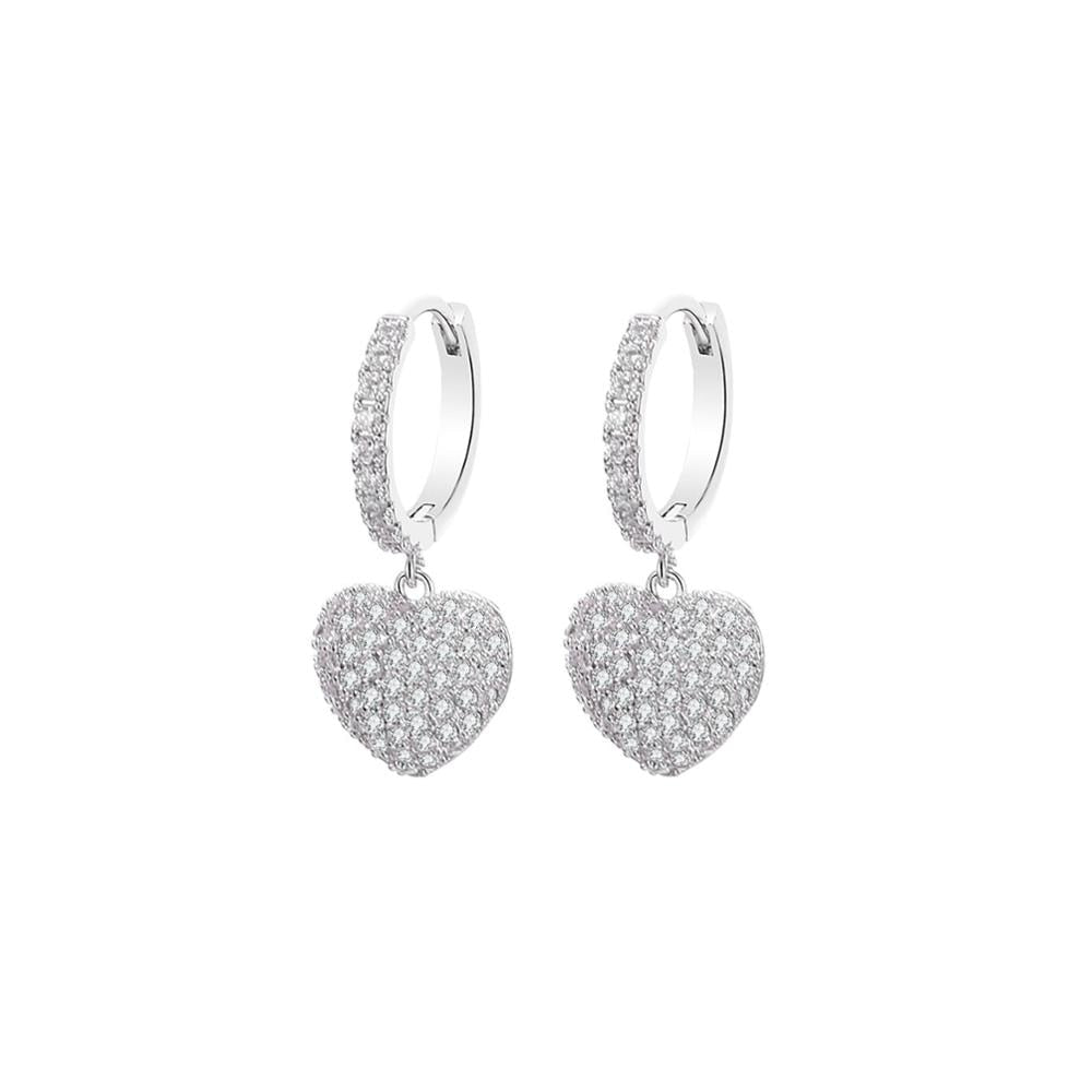 Micro Pave Heart Drop Earrings for Women Female Rose Gold Silvery Joker Sweet Cute Korean Earrings Boucle D'oreille Brincon 2020