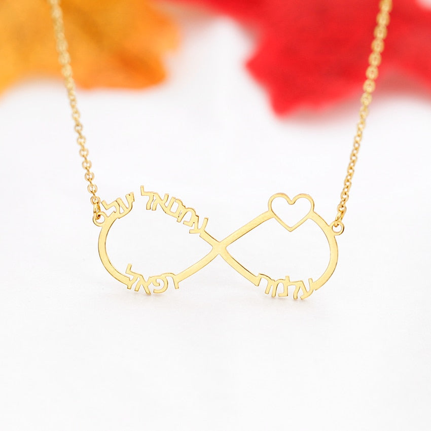 Gold Color Personalized Infinity Name Necklace With Heart Custom Couple Name Pendants Stainless Steel Jewelry Best Friend Gifts