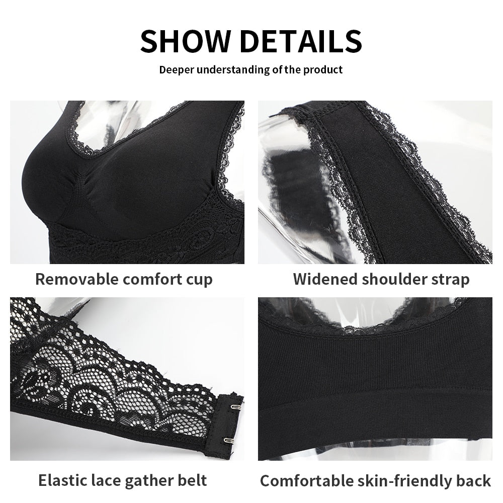 Bra Sexy Bralette Push up woman Lace plus size bra underwear Lingerie female Bh Bras for Stanik Seamless Bra Pitted Crop Top