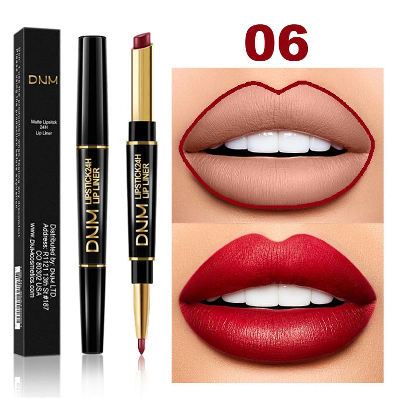 1pcs Double Ended Matte Lipstick Wateproof Long Lasting Lipsticks Brand Lip Makeup Cosmetics Dark Red Lips Liner Pencil TSLM1