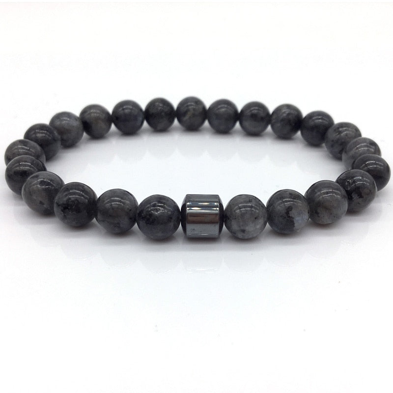 Cylinder Hematite Bracelets For Men Classic Nature Stone Beads Bracelets & Bangles Homme Yoga Jewelry UNISEX