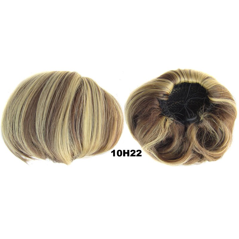 Audrey Hepburn Traci K Beauty Synthetic Straight Hair Bun Donut Drawstring Chignon Clip on Cover Updos Women's Hairpiece