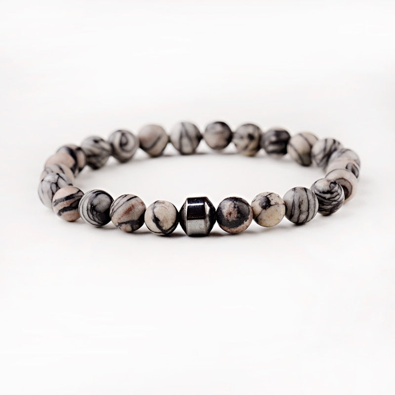 Cylinder Hematite Bracelets For Men Classic Nature Stone Beads Bracelets & Bangles Homme Yoga Jewelry UNISEX