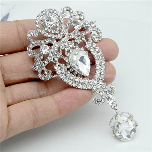 CHANEL Inspired Designer Fashion Women Large Brooches Pearls Rhinestones Crystal  Pin Jewelry