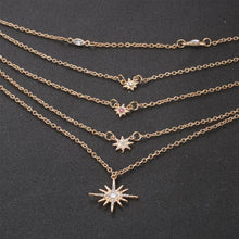 Load image into Gallery viewer, Fashion Simple Rhinestone Stars New Years Pendant Clavicle Chain Elegant Casual Women Multilayer Necklace Adjustable Jewelry Gifts цепь
