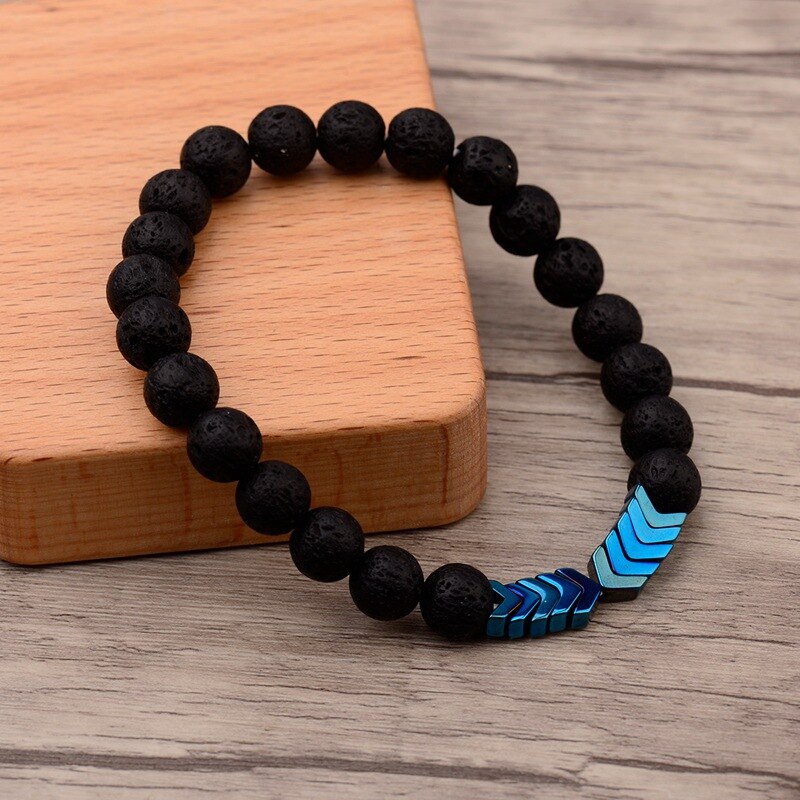 New Volcanic Lava Stone Essential Oil Diffuser Stone Bracelet Men Colorful Arrow Healing Balance Yoga For Women