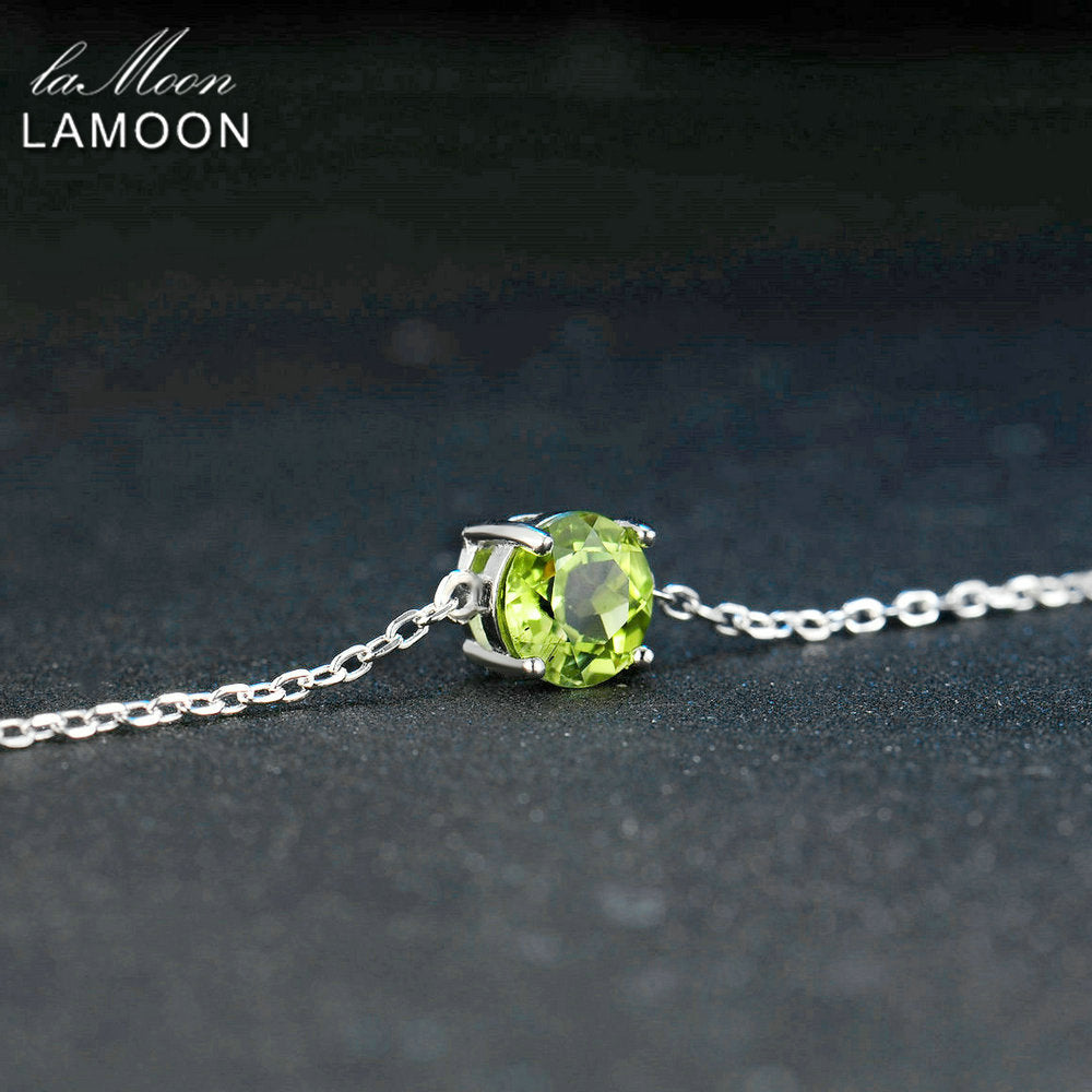 7mm Natural Round Cut Peridot 925 Sterling Silver Jewelry  Chain Charm Bracelet