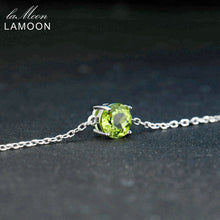 Load image into Gallery viewer, 7mm Natural Round Cut Peridot 925 Sterling Silver Jewelry  Chain Charm Bracelet
