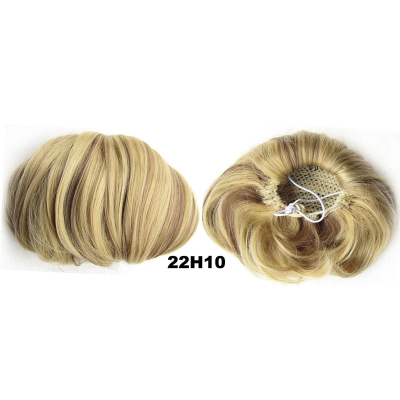 Audrey Hepburn Traci K Beauty Synthetic Straight Hair Bun Donut Drawstring Chignon Clip on Cover Updos Women's Hairpiece